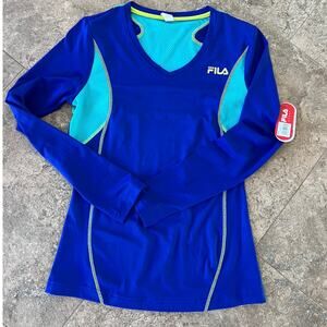 FILA Sport Performance Long sleeve, V neck T-Shirt, Women's size S  NWT